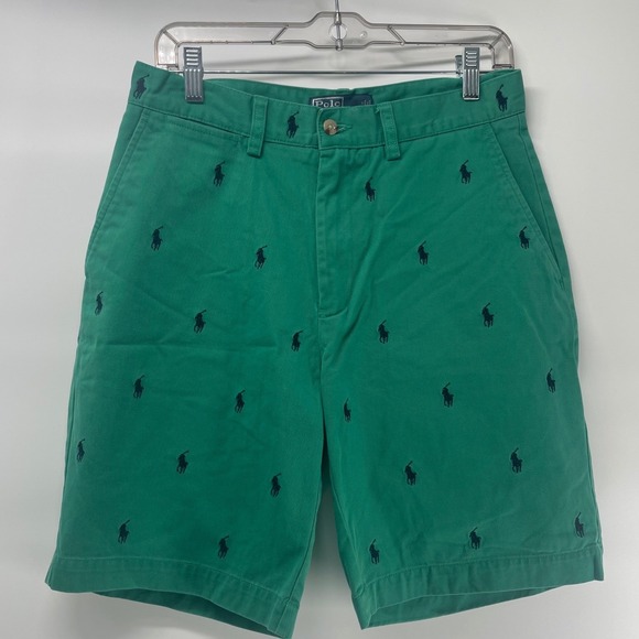 Polo Ralph Lauren Mens Prospect Shorts Green Embroidered Pony Cotton Size 30 - Picture 7 of 8